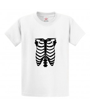 Human Skeleton Rib Cage Kids and Adults T-Shirt for Halloween